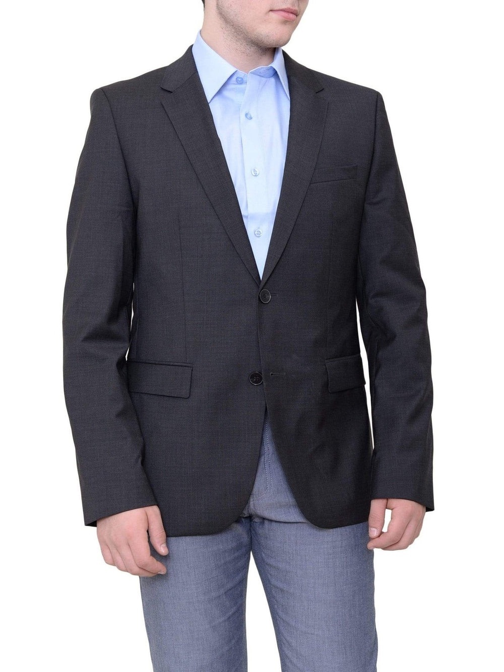 HUGO Men's Dark Charcoal Two-Button Blazer